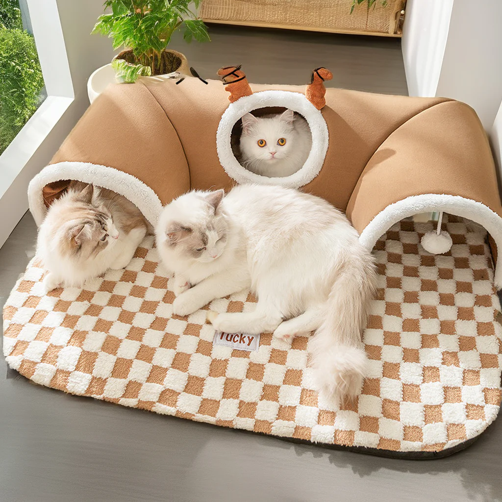 Soft Warm Cushion Indoor Cat Playing Tunnel Bed - Image 6