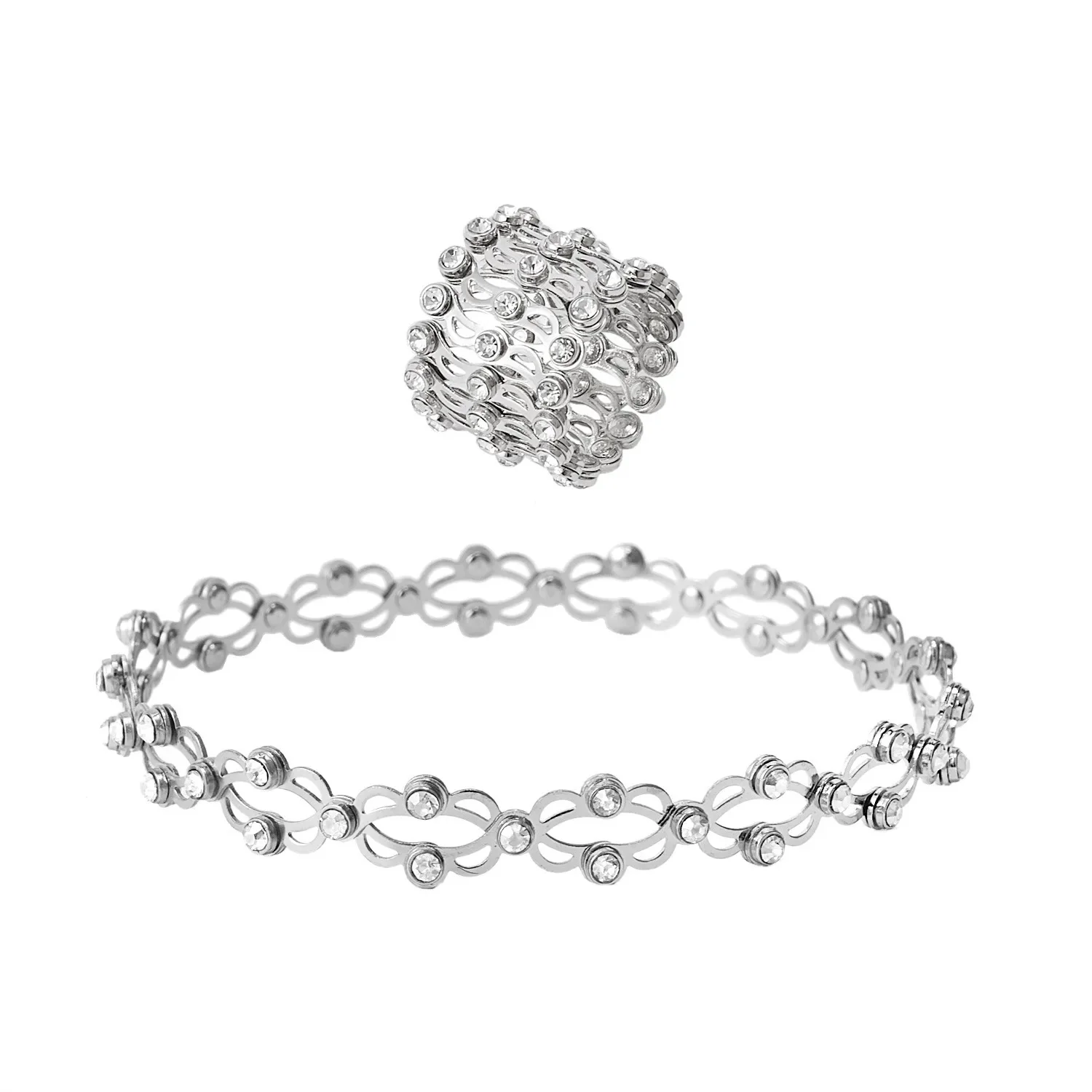 Stretchable Shiny Crystal Ring Bracelet - Image 4