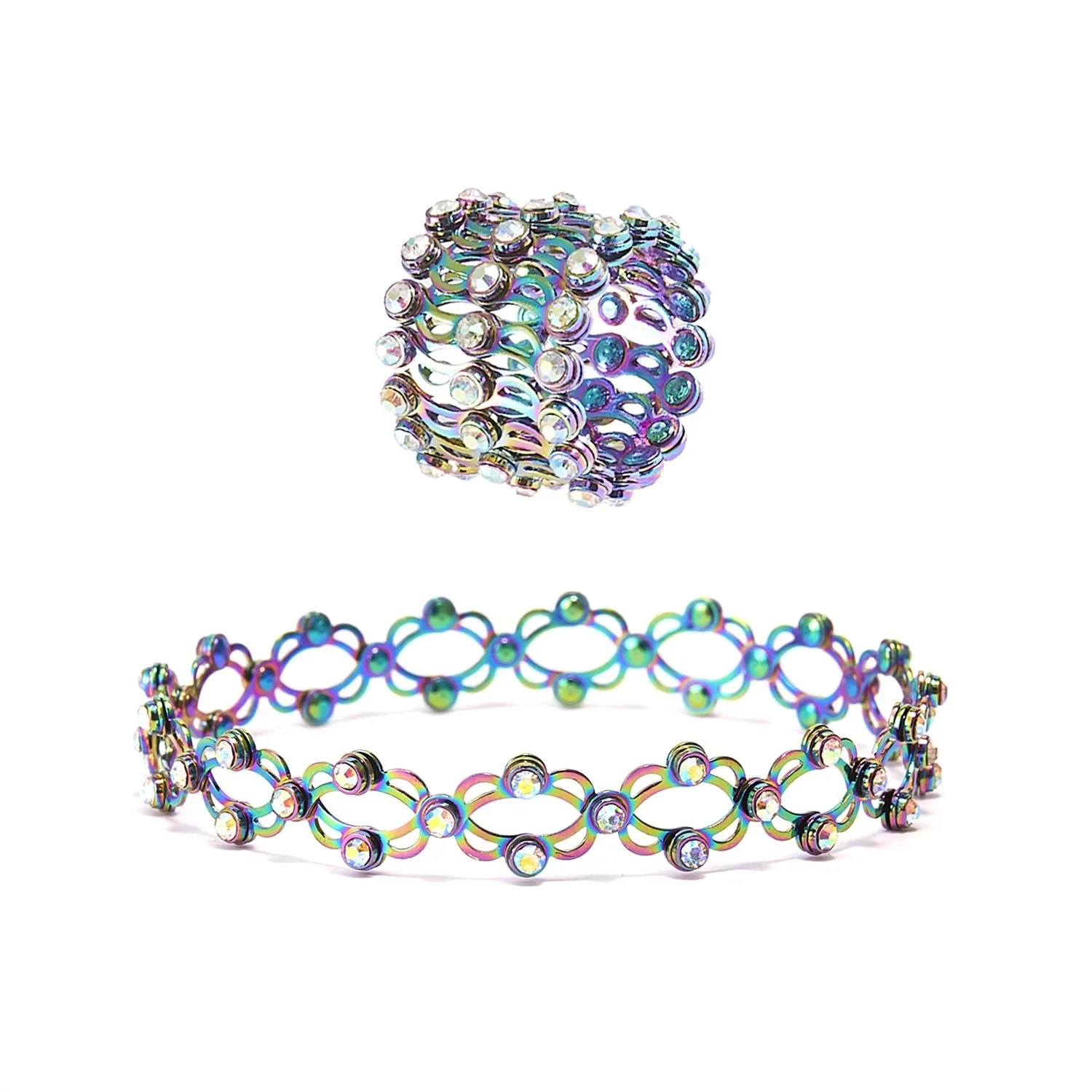 Stretchable Shiny Crystal Ring Bracelet - Image 6