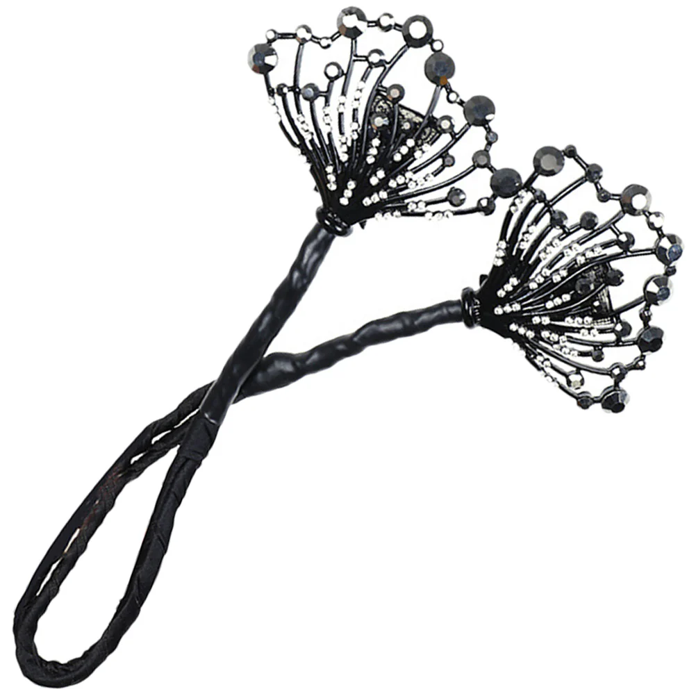 Tail Rhinestone Flower Hair Bun Shaper - Image 3