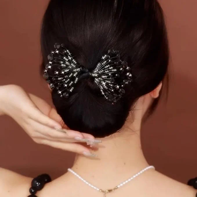 Tail Rhinestone Flower Hair Bun Shaper - Image 4