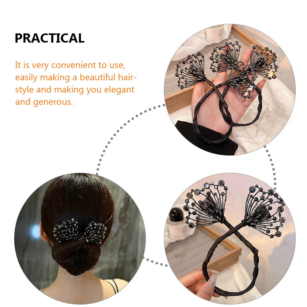 Tail Rhinestone Flower Hair Bun Shaper - Image 5
