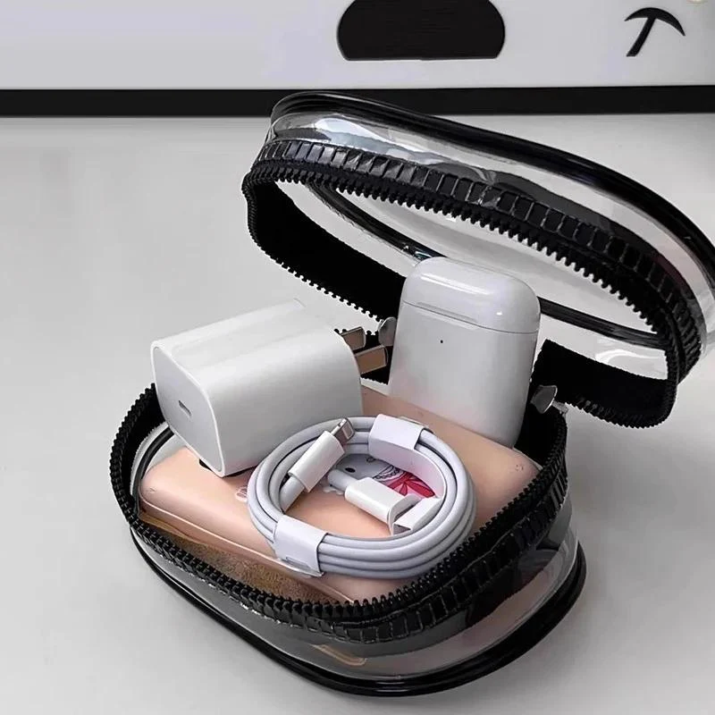 Transparent Travel Cable Organizer Bag With Key Chain - Image 2