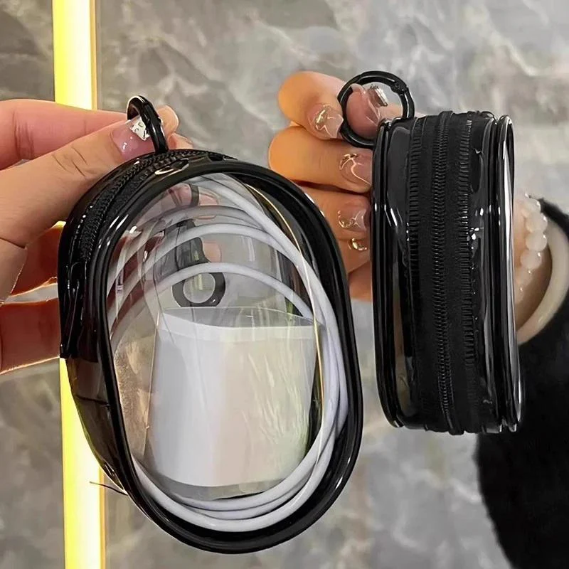 Transparent Travel Cable Organizer Bag With Key Chain - Image 3