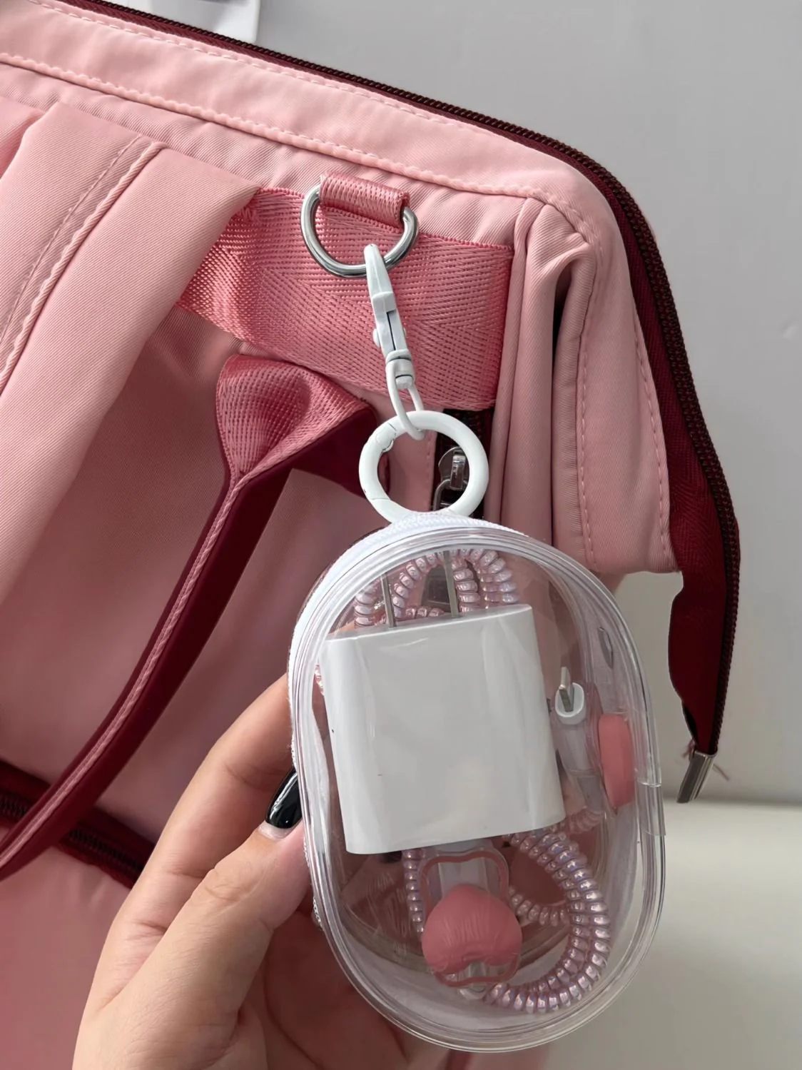 Transparent Travel Cable Organizer Bag With Key Chain - Image 4