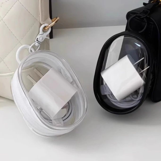 Transparent Travel Cable Organizer Bag With Key Chain - Image 7
