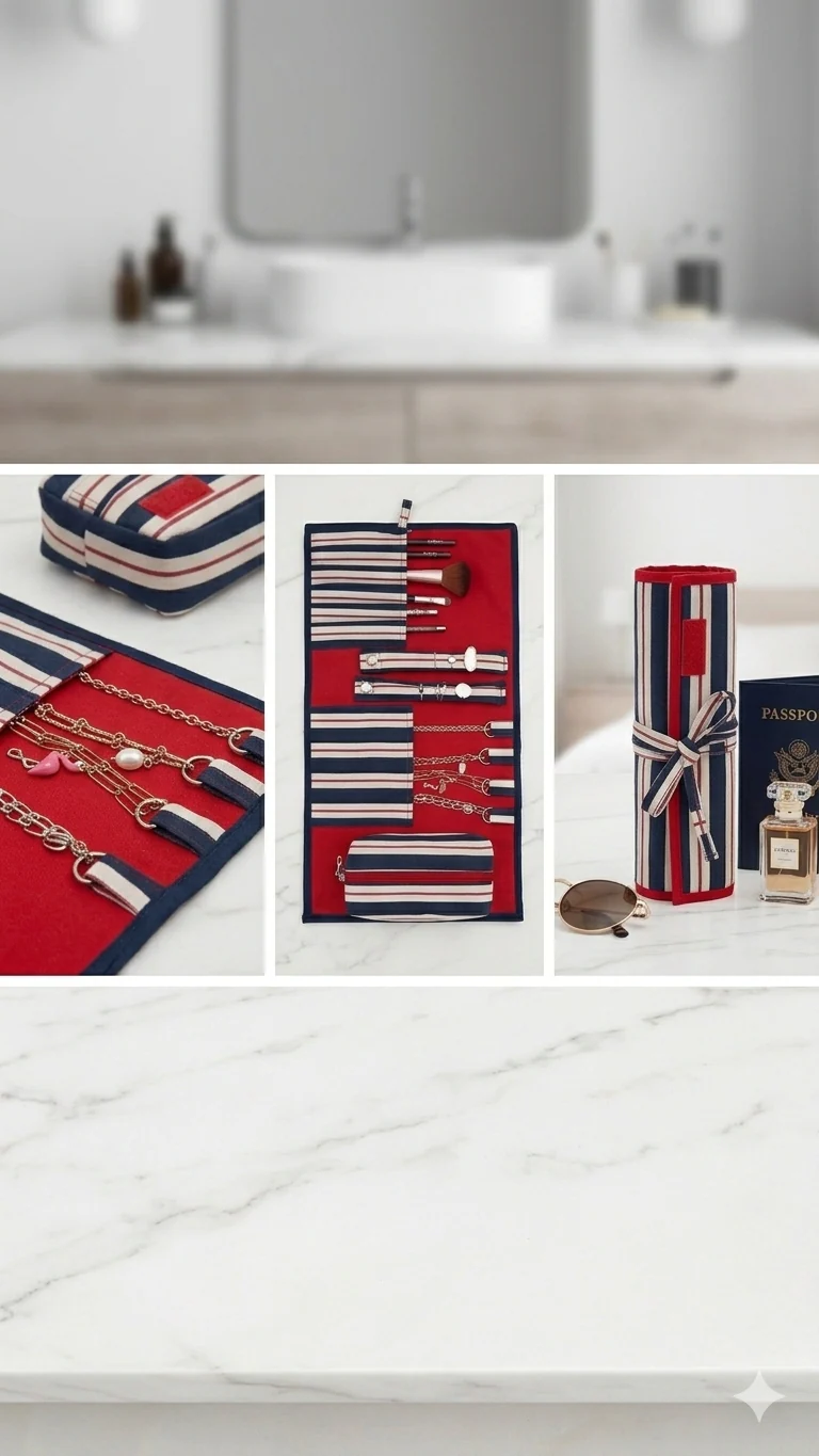 Travel Jewelry & Makeup Organizer Roll - Image 3