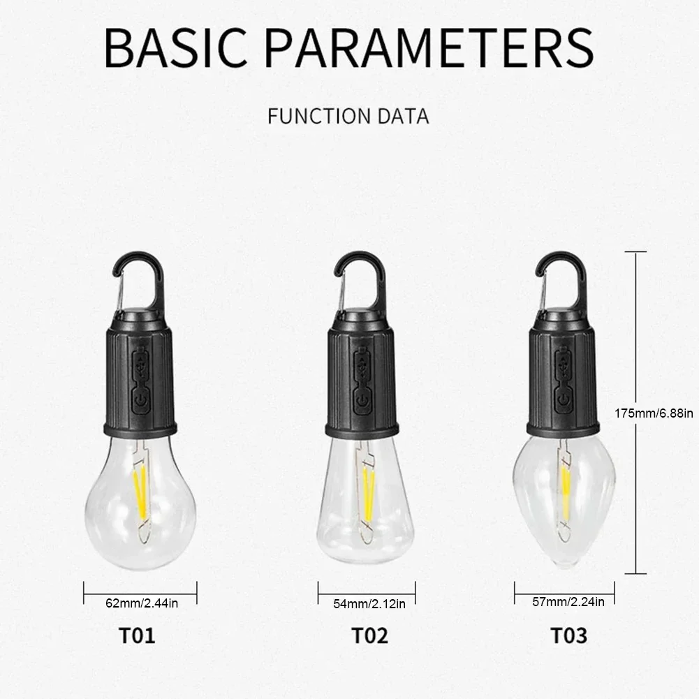 Waterproof LED USB Rechargeable Camping Light Bulb with Hook - Image 5
