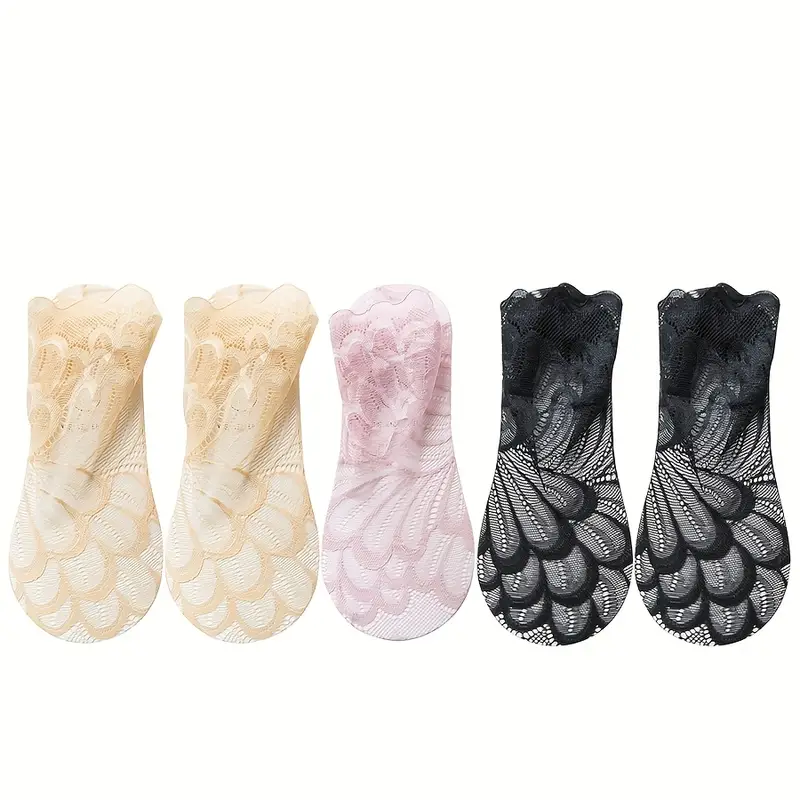 Women'S Lace Floral Mesh Ankle Socks - Image 3