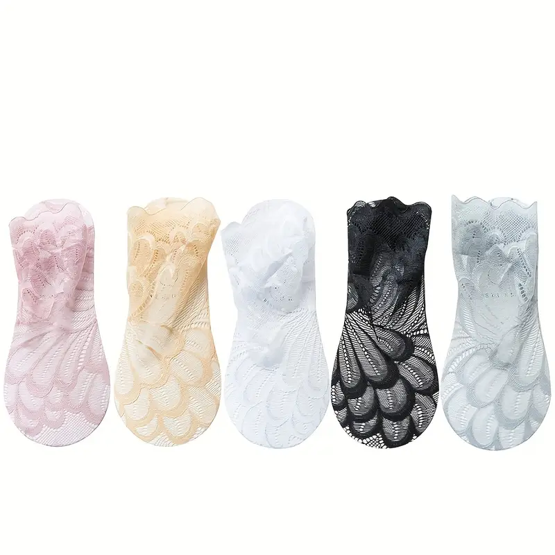 Women'S Lace Floral Mesh Ankle Socks - Image 4