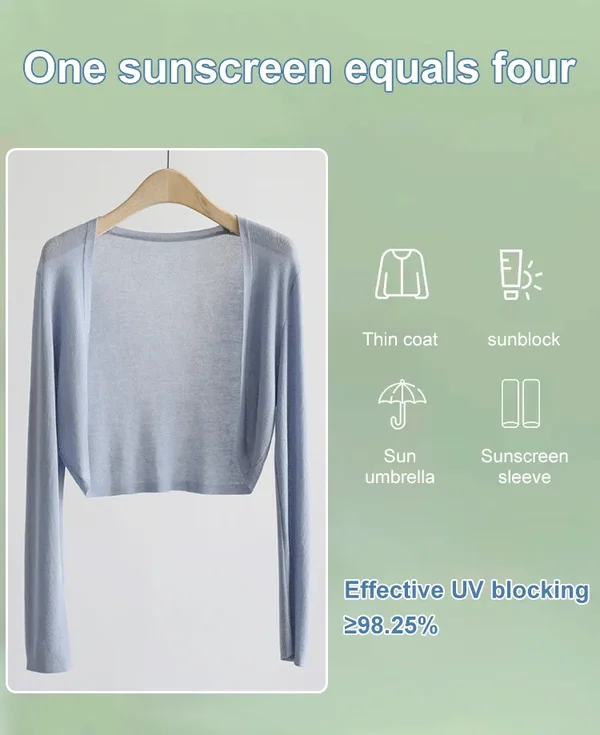 Women's thin ice silk Coat shawl air-conditioned shirt with slip skirt - Image 2
