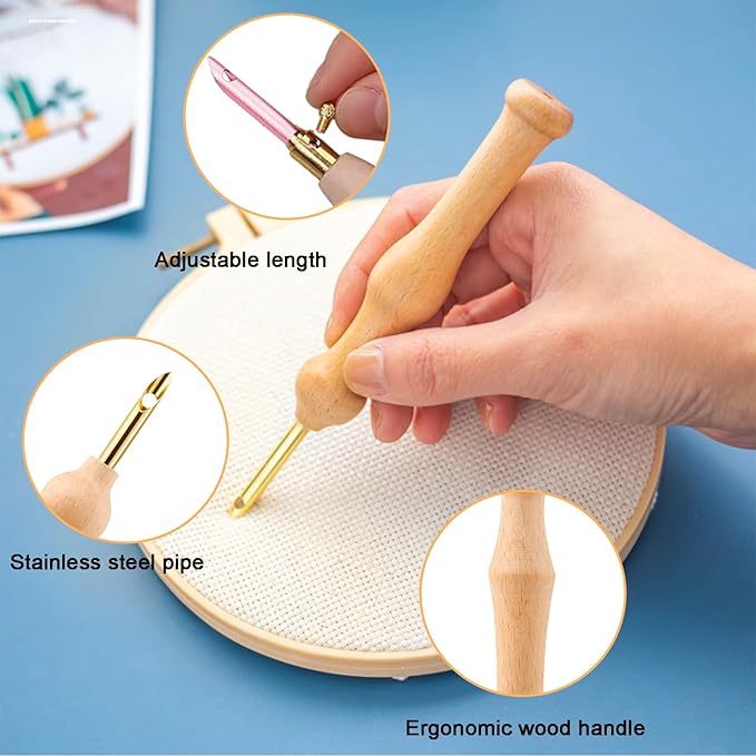 Wooden Handle Embroidery Pen Punch Needle - Image 3