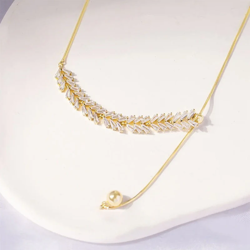 Zircon Wheat Pendant Necklace - Image 2
