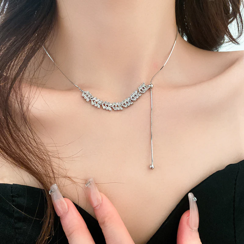 Zircon Wheat Pendant Necklace - Image 3