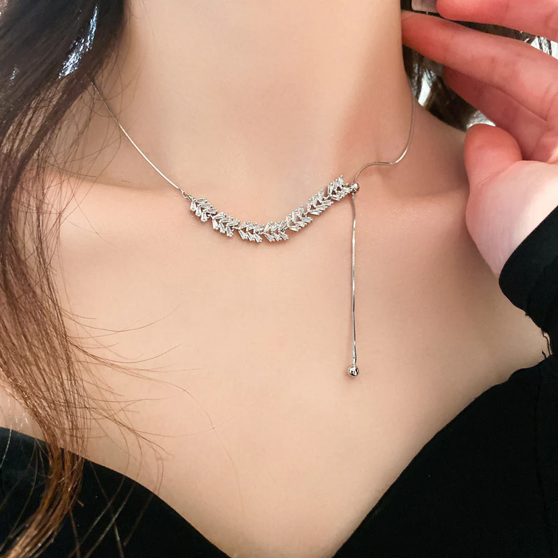 Zircon Wheat Pendant Necklace - Image 5